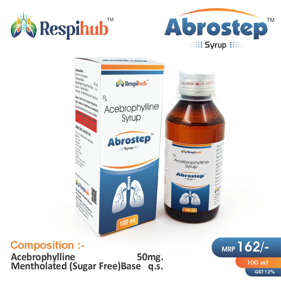 Acebrophylline (50mg) Syrup at the best price in PCD Pharma Franchise for Bronchodilator support.